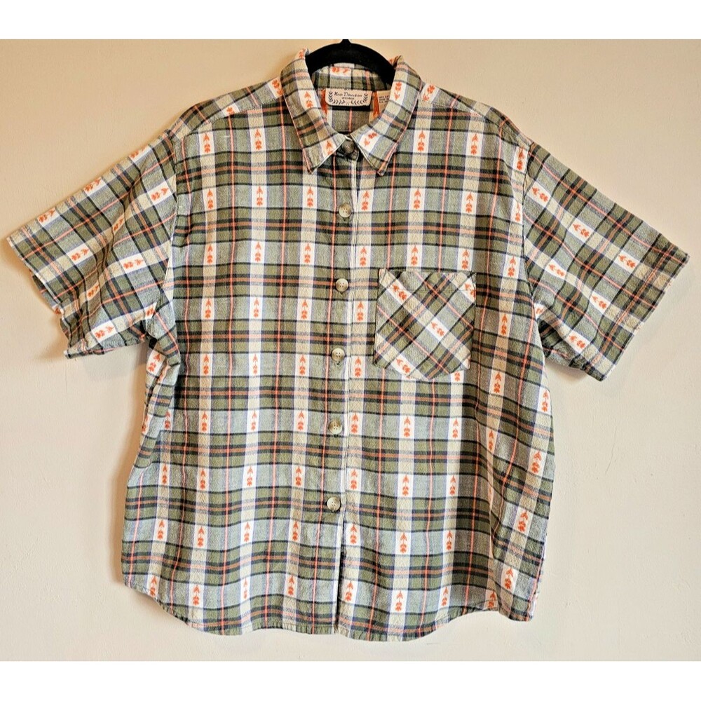New Direction Shirt Womens 2X vintage button down short sleeve-patterned